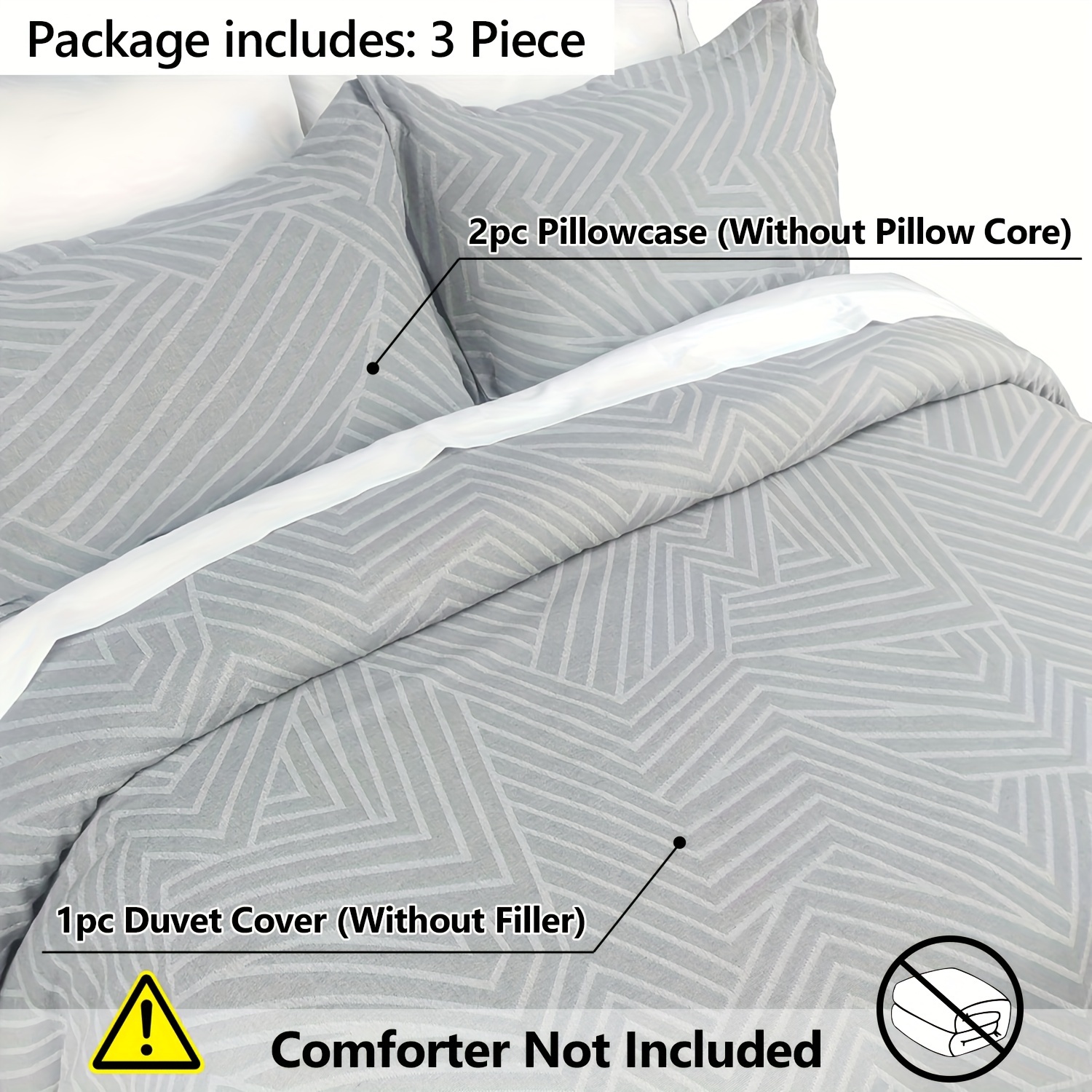 3pcs Geometric Pattern Bedding Set All Season Jacquard Duvet Cover And  Pillowcases Universal Fit No Pillow Core Included, Discounts For Everyone
