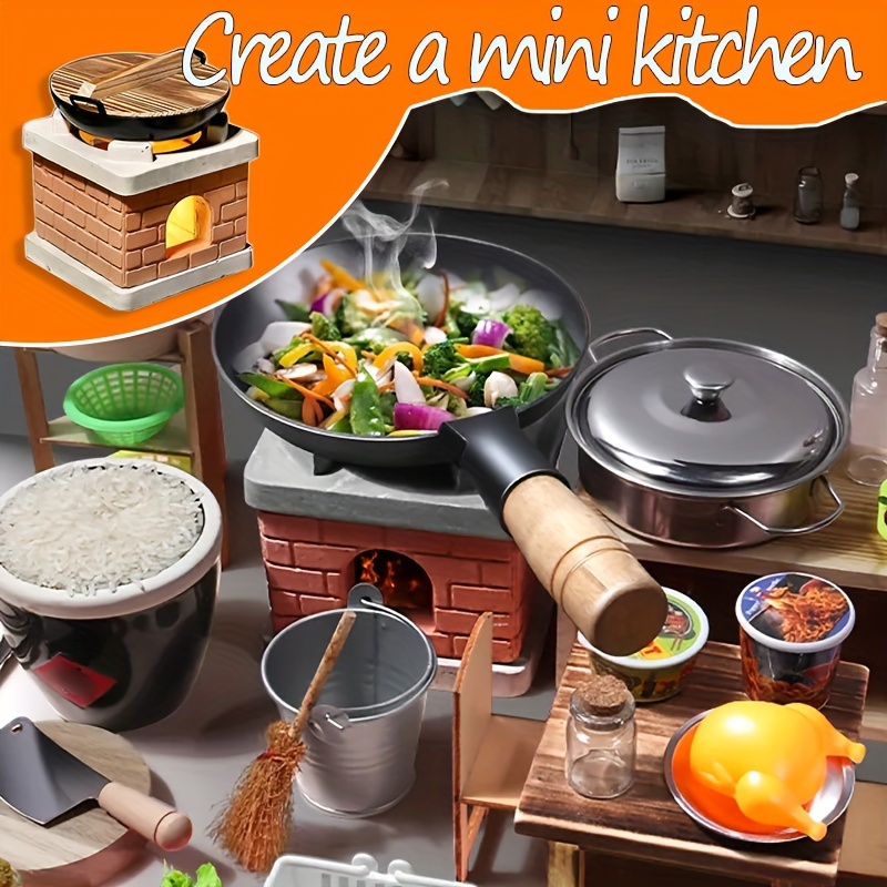 Realistic Tiny Kitchen Set for Cooking Mini Food Recipes