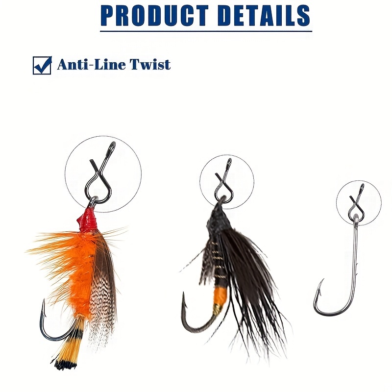 300pcs * Snaps, Stainless Steel * Snap Hooks, Fast Change Fly Hook Lure  Snaps For * Hook And * Mixed Sizes, Fishing Access