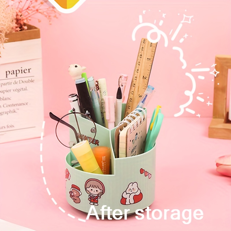 360° Rotating Pen Holder: Large Capacity Pencil Storage Box - Temu