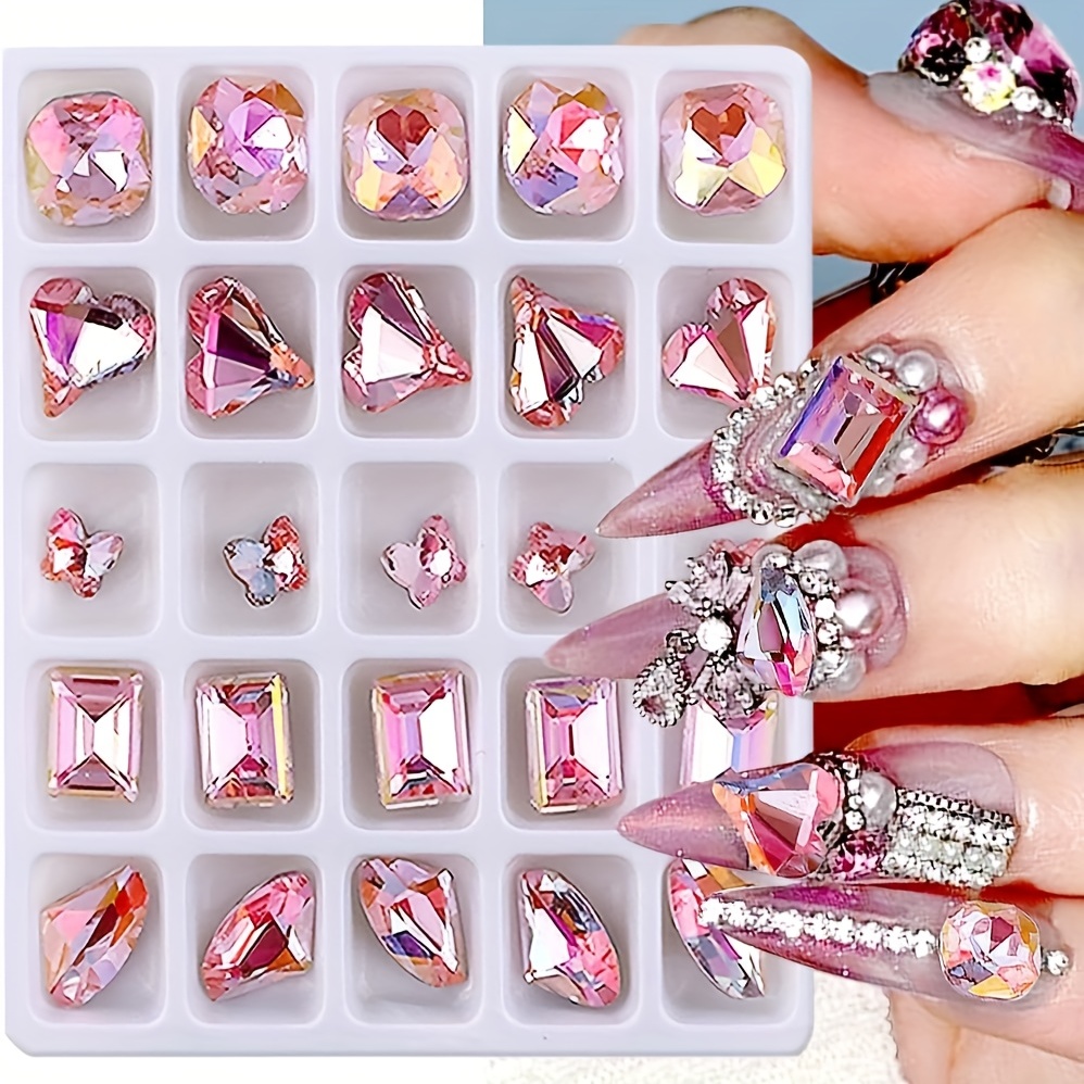 3D Nail Charms Mixed Nail Gems Nail Decorations for Nail Art Coneback  Rhinestones Crystals Nail - style 3