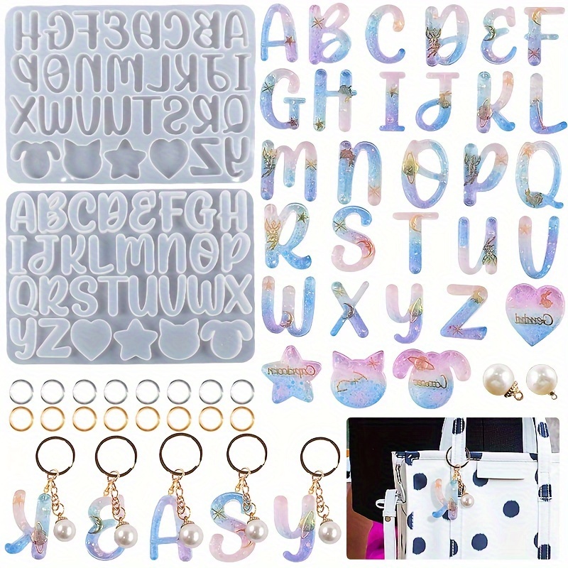

Moule en silicone pour pendentif de lettre de l'alphabet anglais, idéal pour la fabrication de porte-clés, de boucles d'oreilles et de bijoux en résine époxy