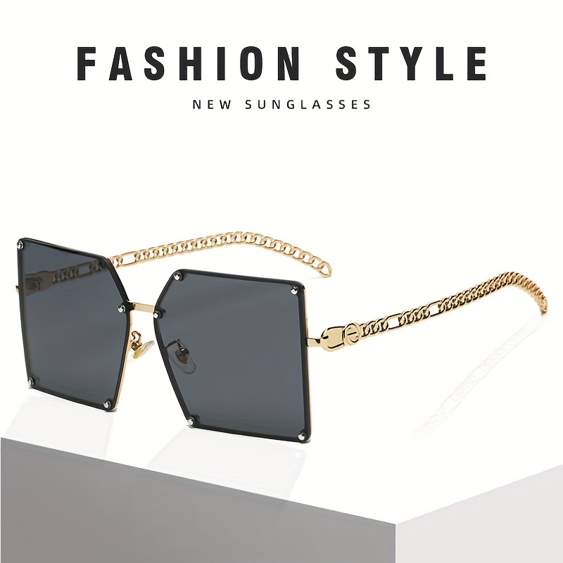 Oversized Square Sunglasses Rivet Decor Gradient UV400