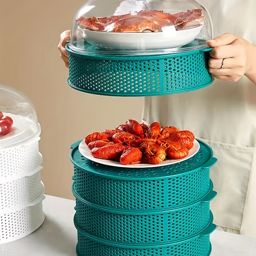 Food Cover, Hollow Out Food Cover, Kitchen Dustproof Food Cover, Plastic  Food Covers For Plate, Reusable Food Cover, Multi-layer Food Covers With  Double Ears, Fruit Washing Basket, Kitchen Tools - Temu Portugal