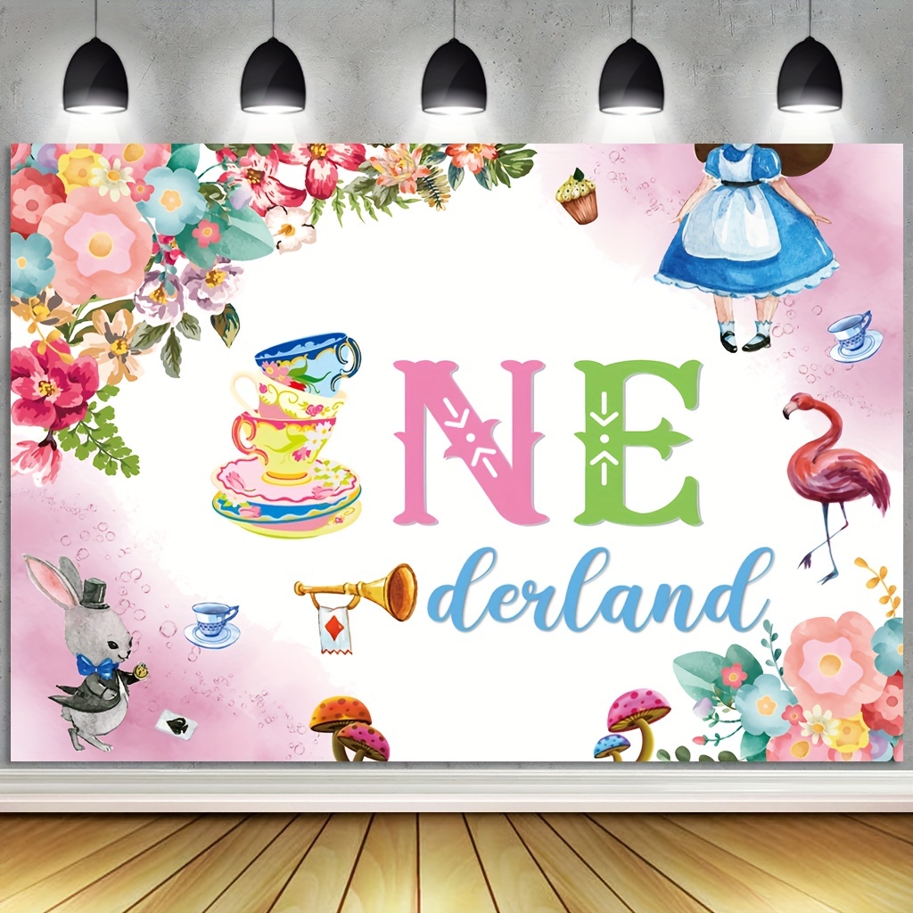 Onederland 1st Birthday Backdrop 5ft x 7ft for Girls Pink