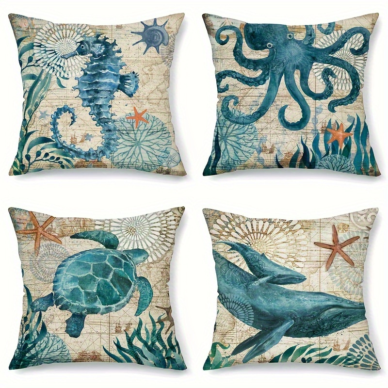 Seaweed Green Throw Pillow Covers 18x18 Set of 2 Fall Farmhouse Linen Print  Decorative Pillows for Couch Outdoor Pillows Case, Pillow Cover for Living