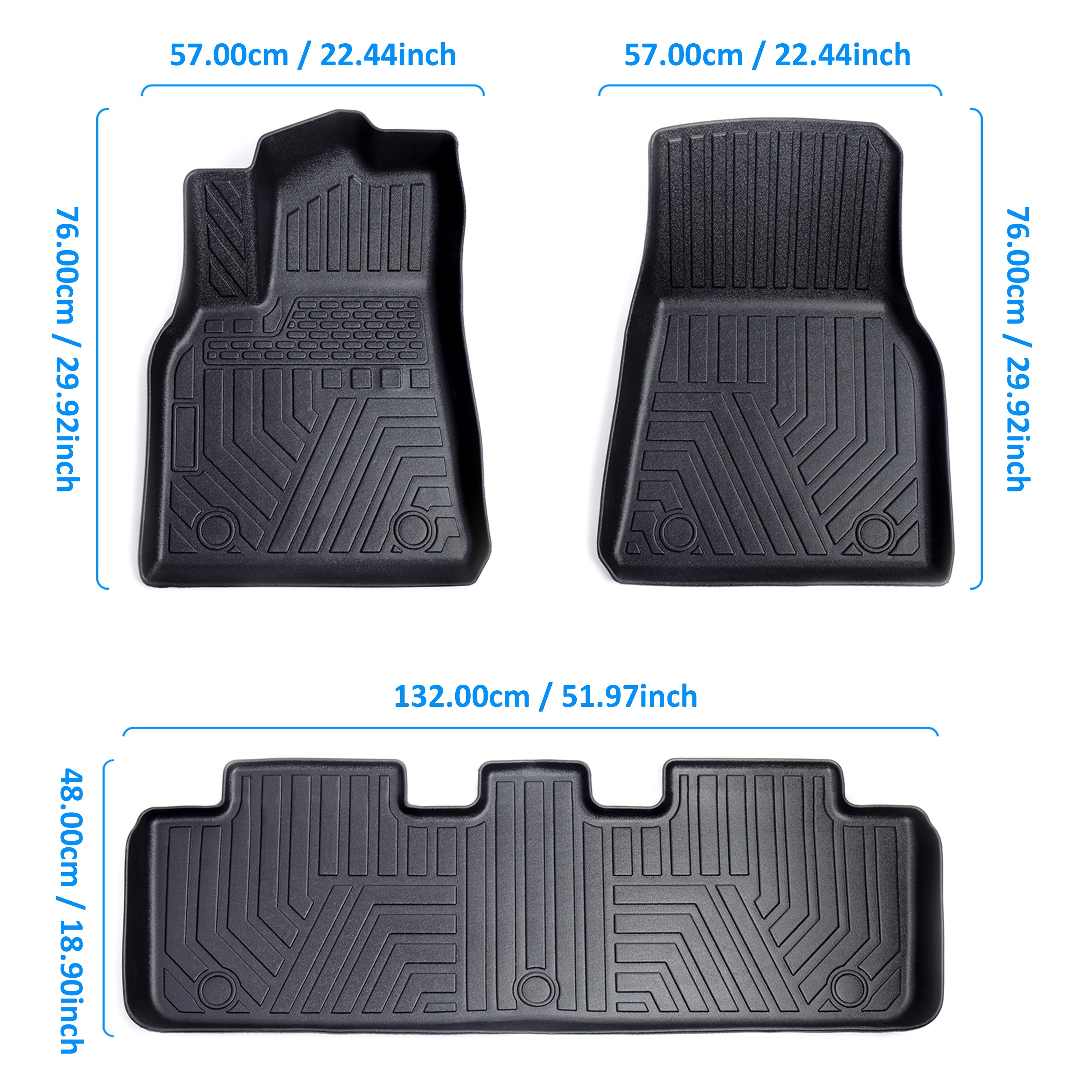 3 Stück Fußmatten Für 2020–2023 Model Y, 3D TPE Custom Fit 1. Und 2. Reihe  Bodeneinlage Allwetter-Autoauskleidung - Temu Germany
