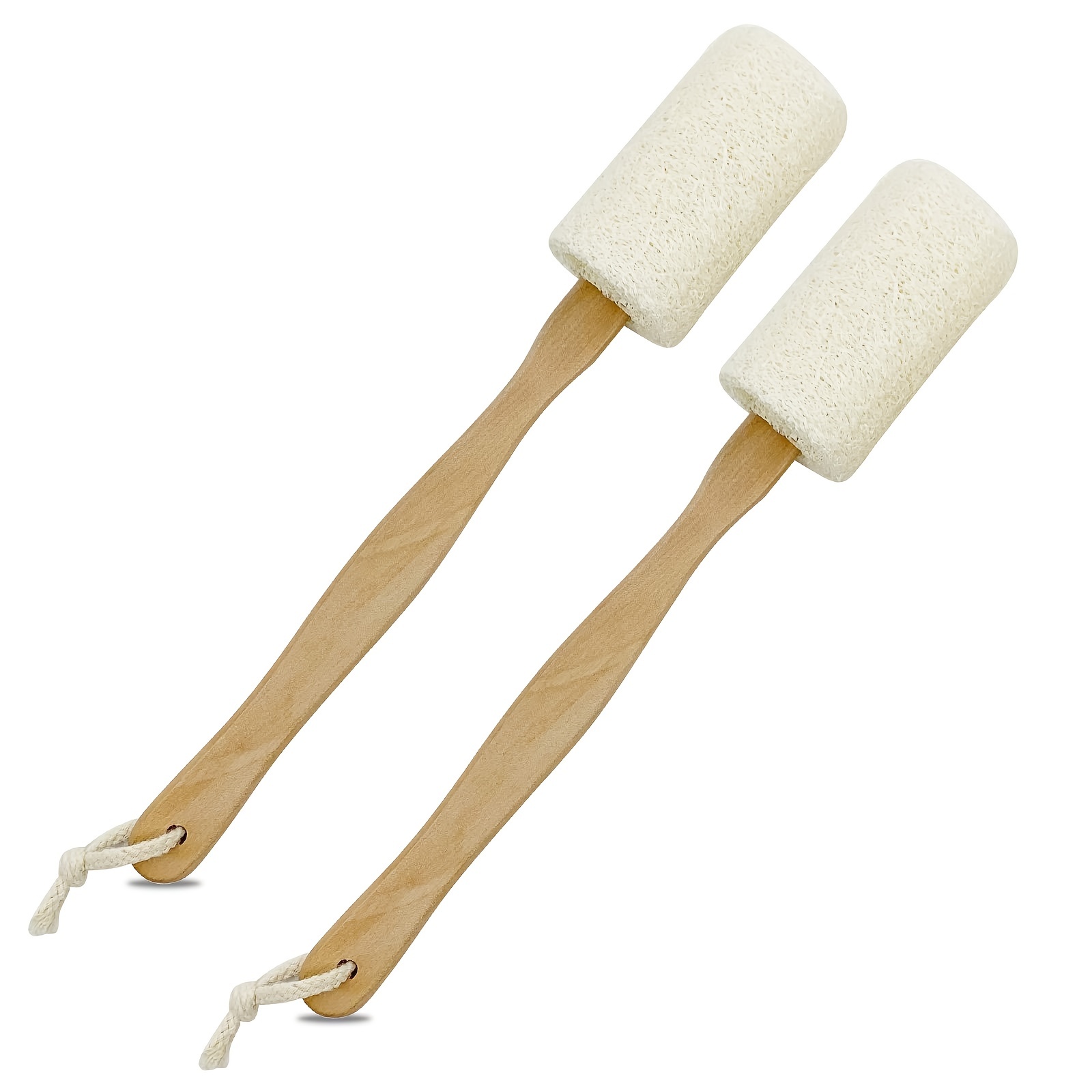 

1/2 Pack Natural Exfoliating Loofah Luffa Loofa Bath Brush On A Stick - With Long Wooden Handle Back Brush For Men & Women - Shower Sponge Body Back Scrubber