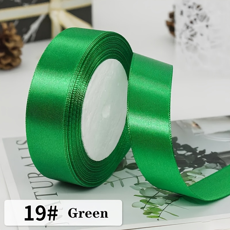 25Yards Dark Green Crafts Satin Ribbon Christmas Gift Bow DIY Natural Ribbon  Handwork Sewing Clothing Party