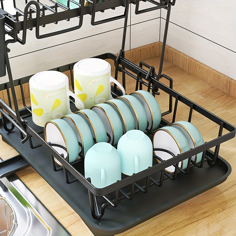 2 Tier Dish Rack, Large Capacity Dish Drainer Organizer Shelf with