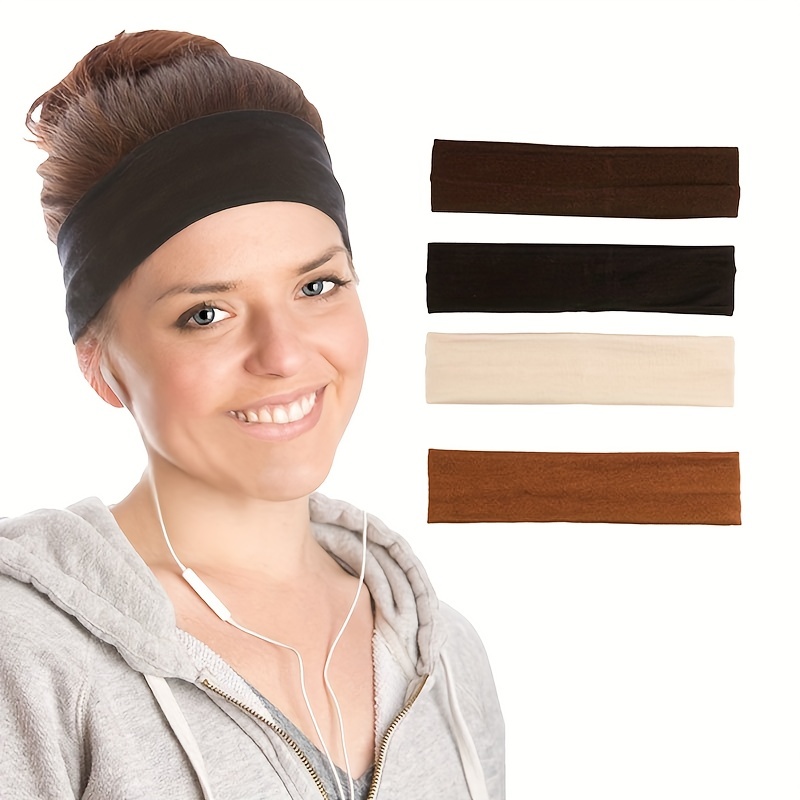 4 Pieces Thick Non- Elastic Sport Headbands Hair Headbands