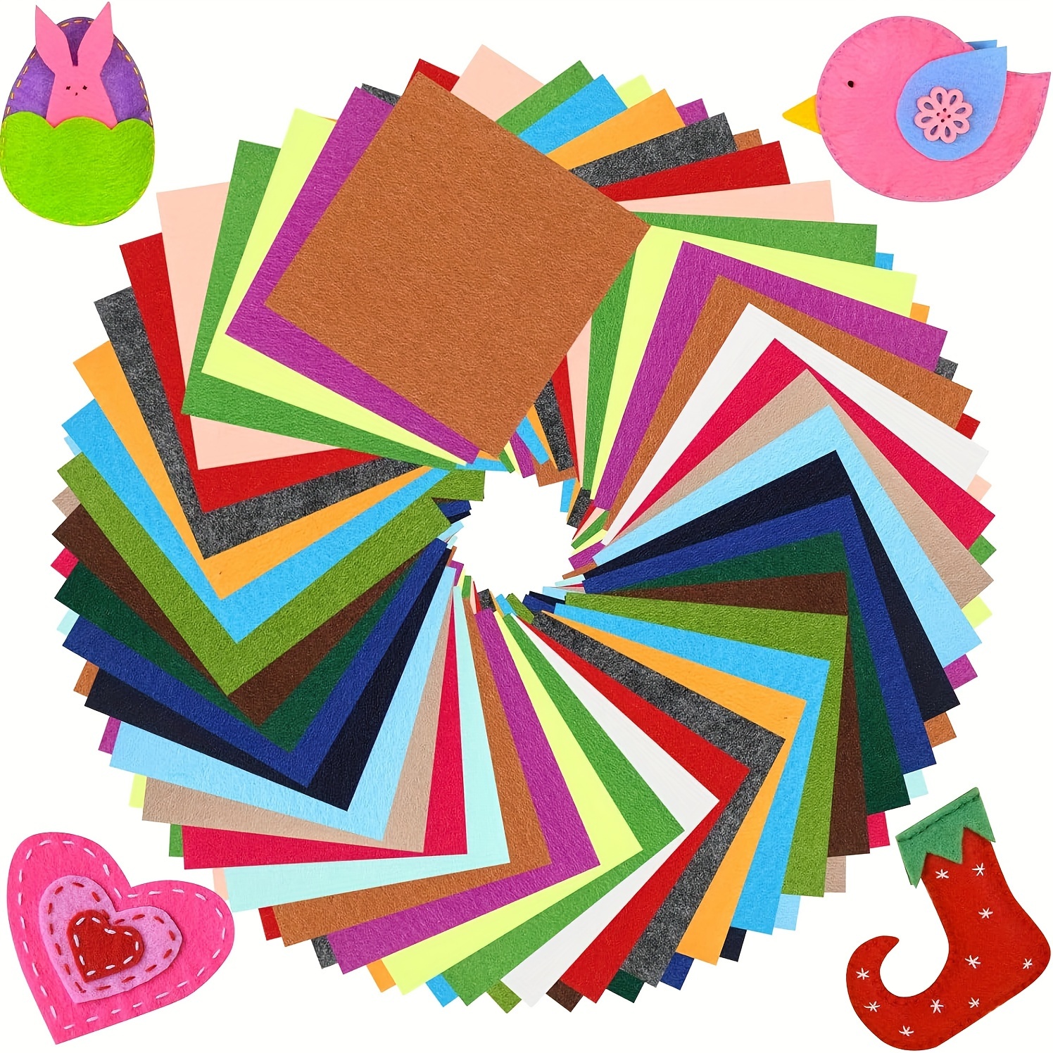 300pcs Felt Sheets 4 X 4 Inch Craft Felt Squares 1 Mm Thick Colored Felt  Fabric For DIY Sewing Projects Patchwork School, 40 Colors