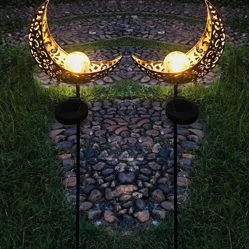 1pc solar garden light outdoor waterproof led moon ground plug in light with spike for balcony pathway lawn yard landscape lighting details 4
