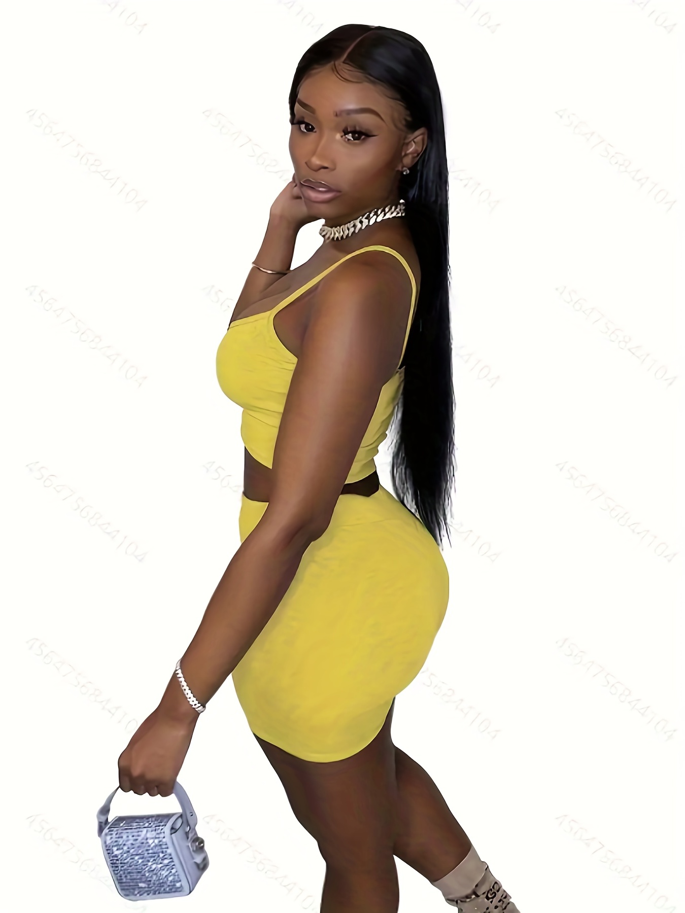 Sexy Sleeveless Cami Crop Top & Biker Shorts 2 Piece Outfits
