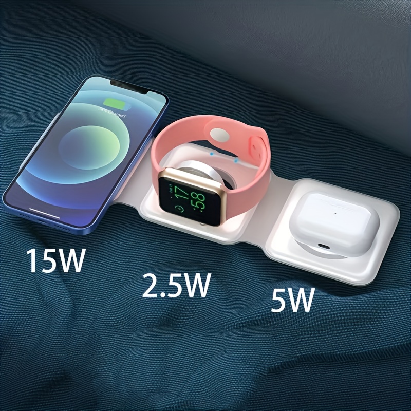 3 in 1 wireless charger for iphone magnetic foldable 3 in 1 charging station travel charger for multple devices for iphone 14 series 3 2 pro iwatch adapter included details 2