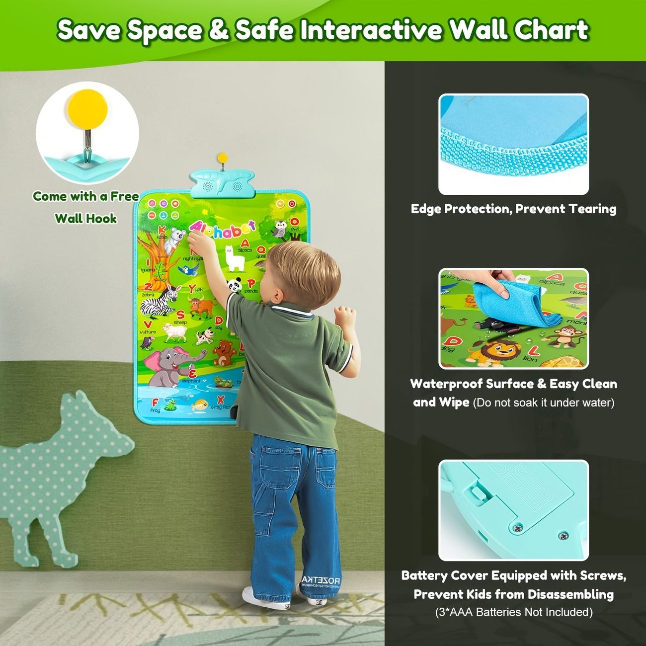 Electronic Interactive Alphabet Wall Chart Upgraded 2 In 1 Talking Abc Zoo  And Dinosaur Theme Wall Chart Educational Music Poster Preschool Learning  Toy Gift For Toddlers Boys Girls - Toys & Games - Temu
