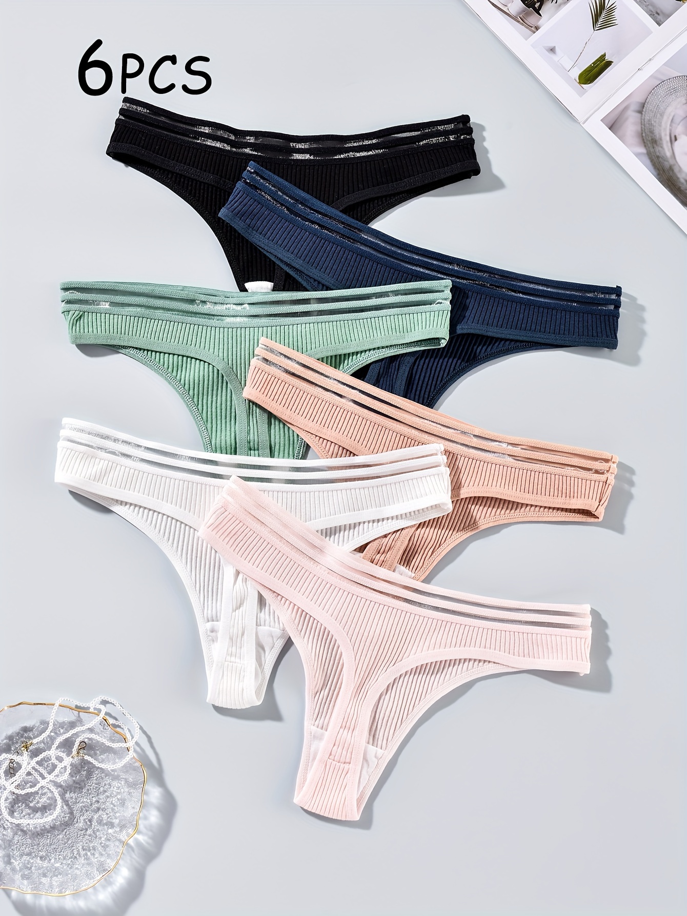 Solid Ribbed Thongs Soft Comfy Stretchy Intimates Panties - Temu