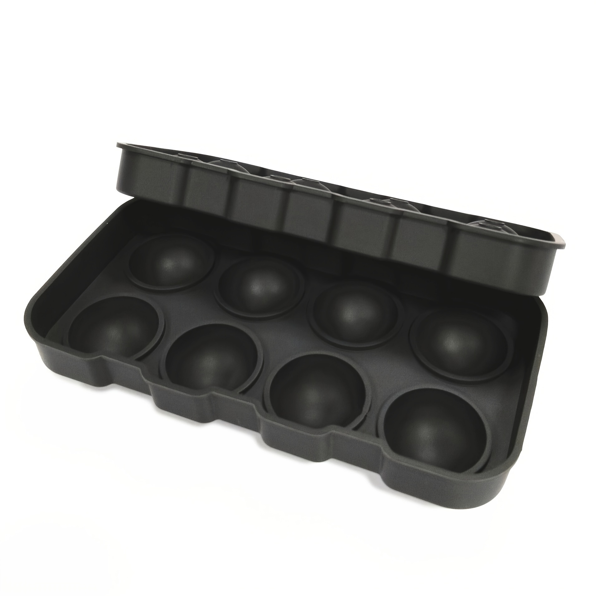 1pc Gray Whiskey Ice Ball Mold, Silicone Ice Cube Tray With Lid