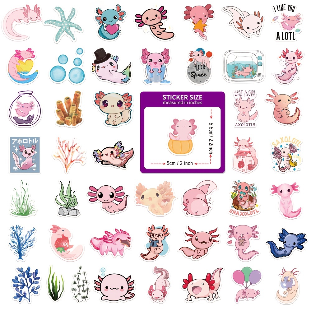 Axolotl Sticker, Cute Axolotl Stickers, Axolotl Gifts, Kawaii Aesthetic 