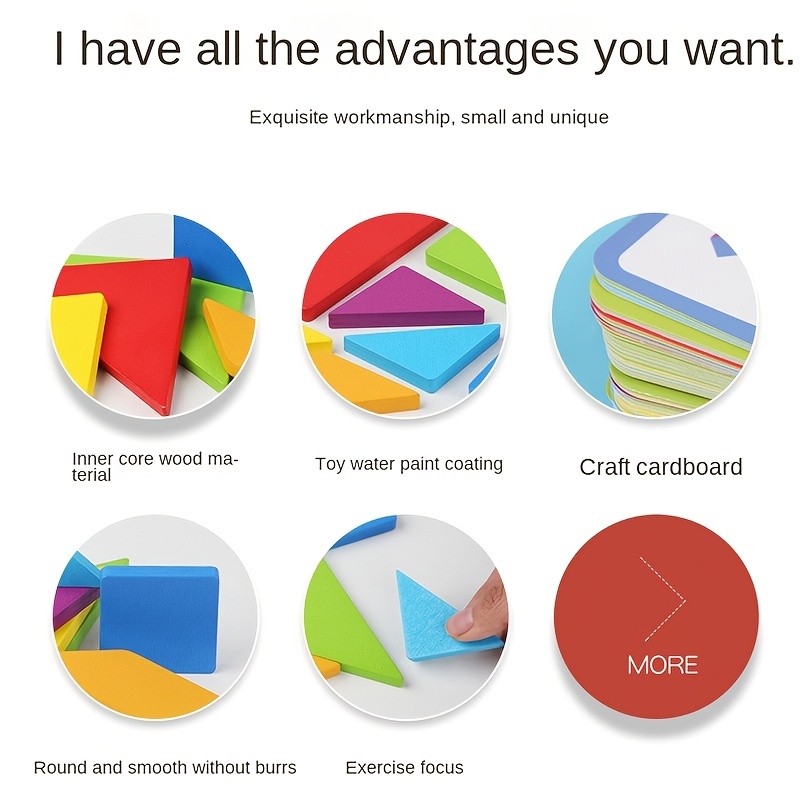 Eutionho Giochi Montessori 3 4 5 6 Anni, Giochi Tetris Tangram in Legno,  (F1W)