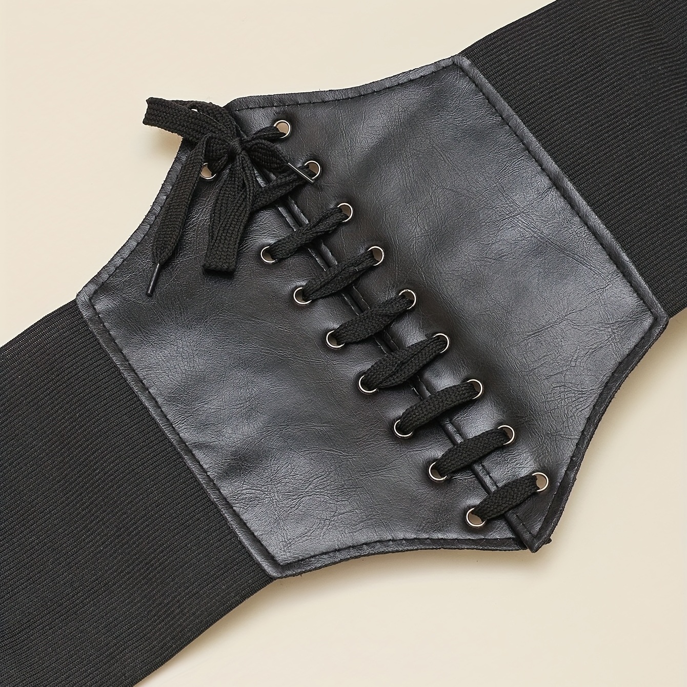 Vintage Lace Up Faja Elástica Negro Casual Cintura Ancha - Temu
