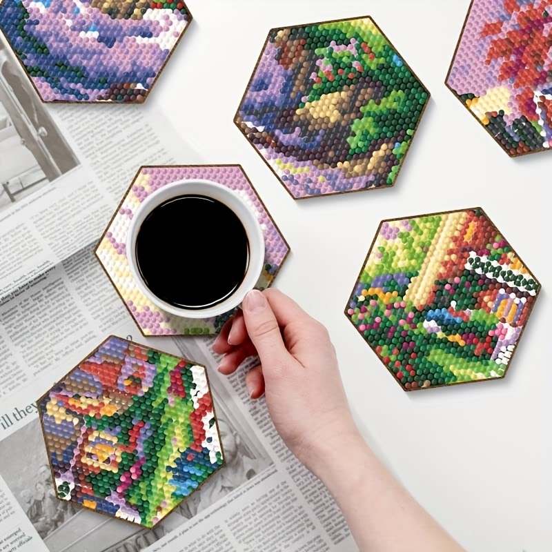 Hexagon Shape Cottage House Diy Diamond Painting Coaster - Temu