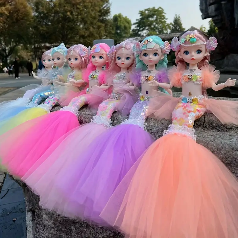 Mermaid Doll Toy For Girls 3d Real Eyes Princess Doll For - Temu