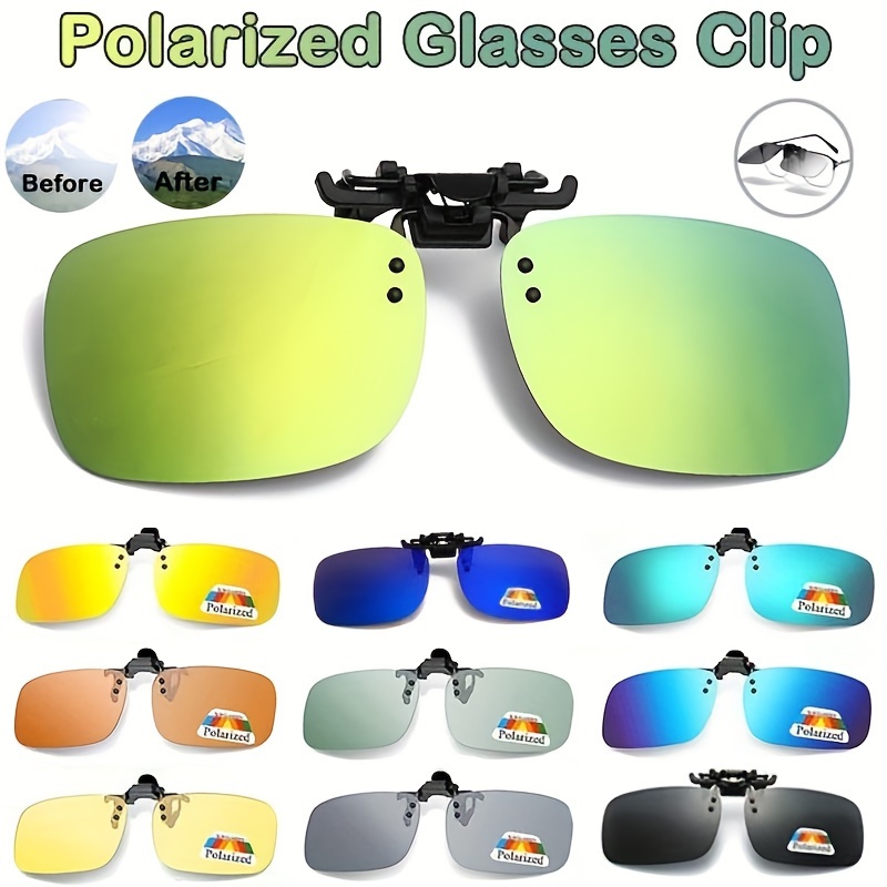 1pc Men's Clip-On Polarized Day Night Vision Flip-Up Lens, unisex Driving Glasses UV400 Riding Sunglasses for Outside,Sun Glasses,Goggles,Eye