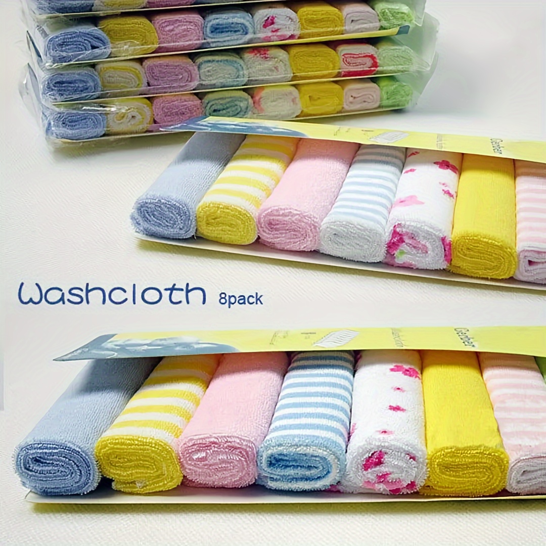 

8pcs Baby Soft Cotton Towels, Infant Bath Washcloths, Kids Bathing Feeding Baby Wipes Cloths