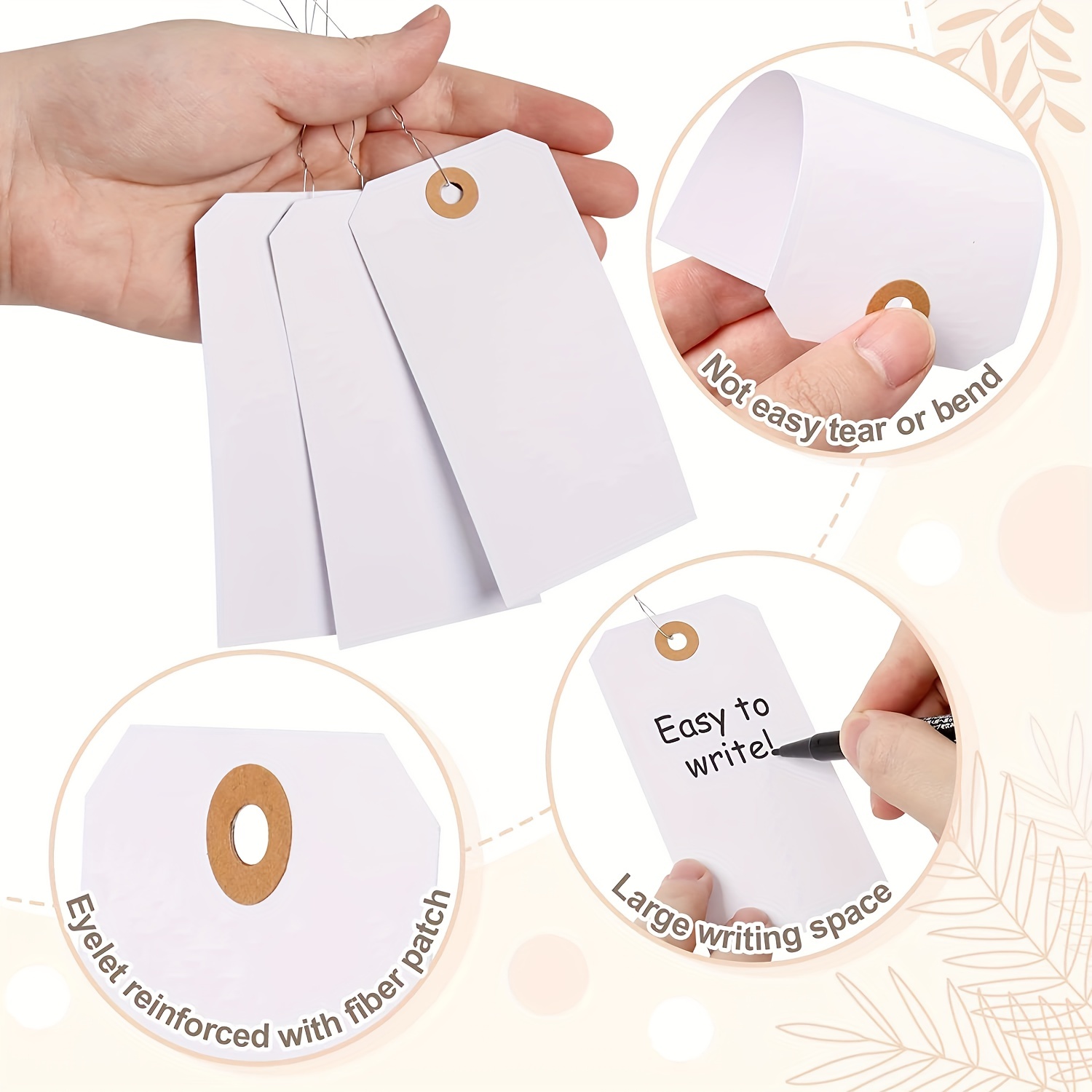  60 Pieces Blank Manila Shipping Tags with Elastic String  Attached Inventory Tags Luggage Paper Tag Present Tags Cardboard Tags with  String Hang Label Tags with Reinforced Hole 4 3/4 x