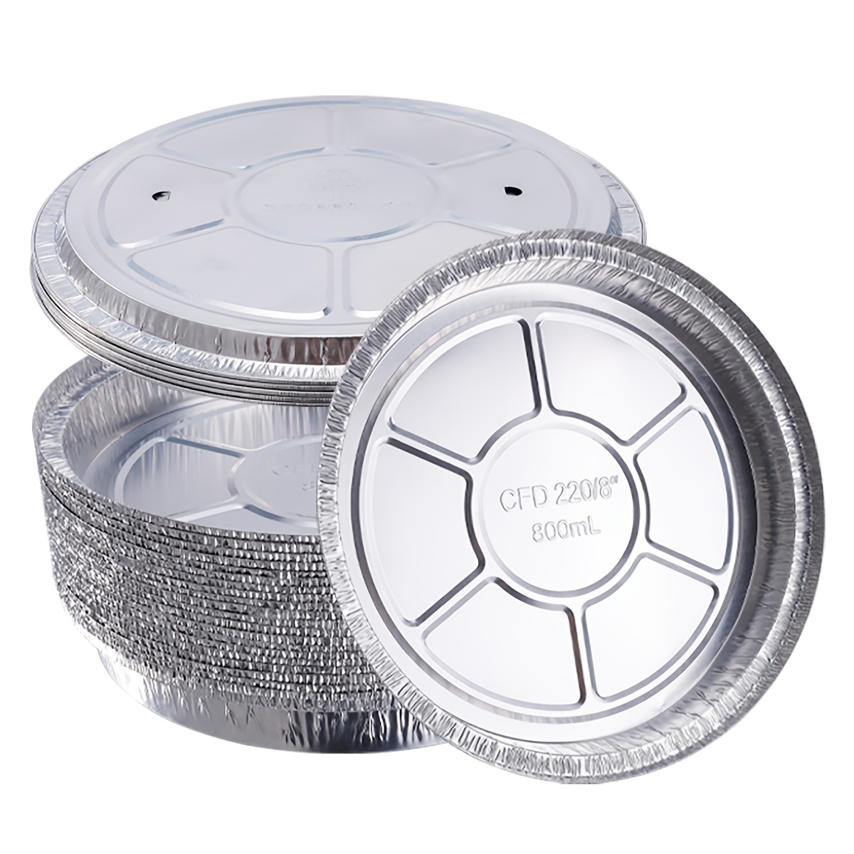 Disposable Round Aluminum Foil Take-out Pans With Plastic Lids 9