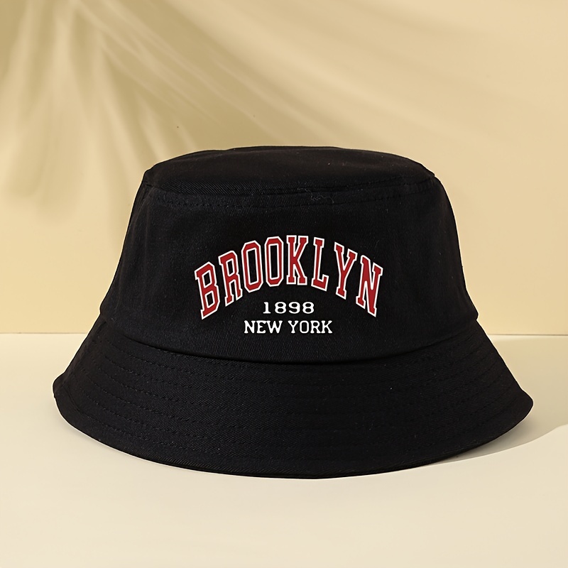 Classic Brooklyn Print Bucket Hat Trendy Solid Color Unisex - Temu Canada