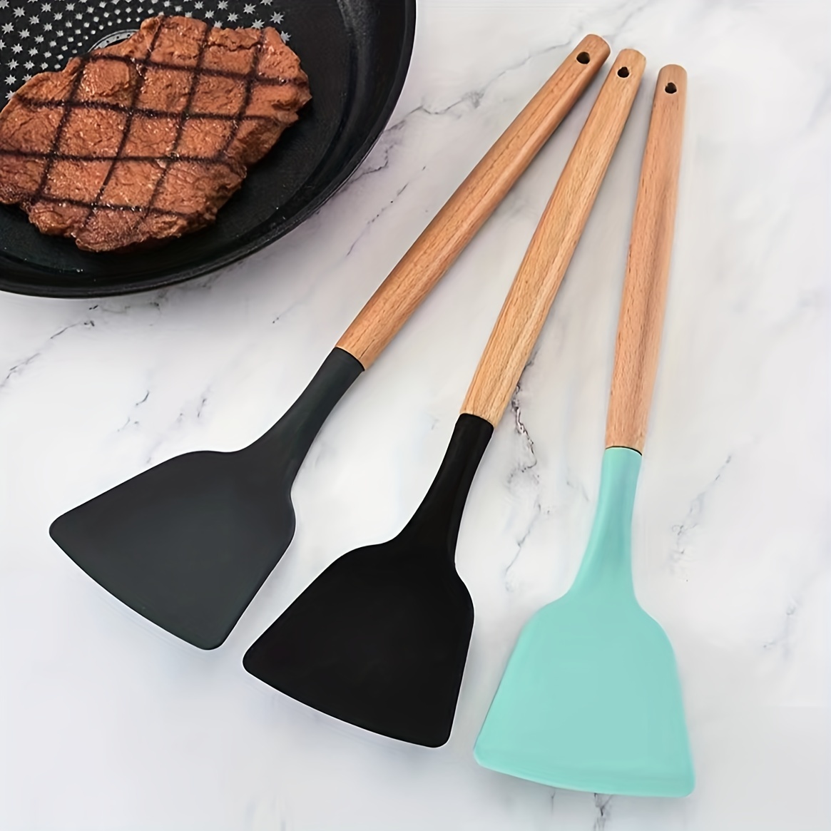 Small Silicone Wok Spatula Cooking Turner Non-Stick Beef Meat Egg