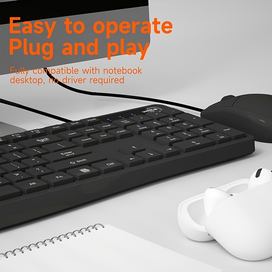 Conjunto de teclado y mouse inalámbricos Plug & Play silencioso