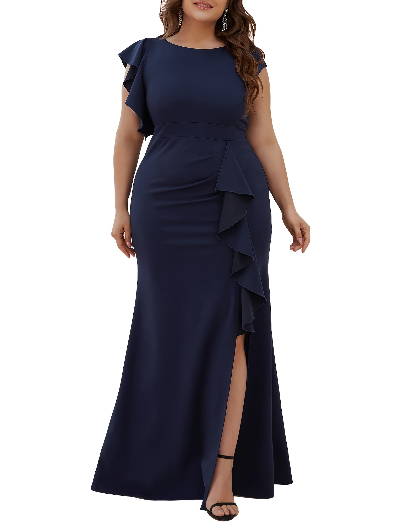 Plus Size Split Bodycon Mermaid Maxi Dress Women's Plus - Temu Canada