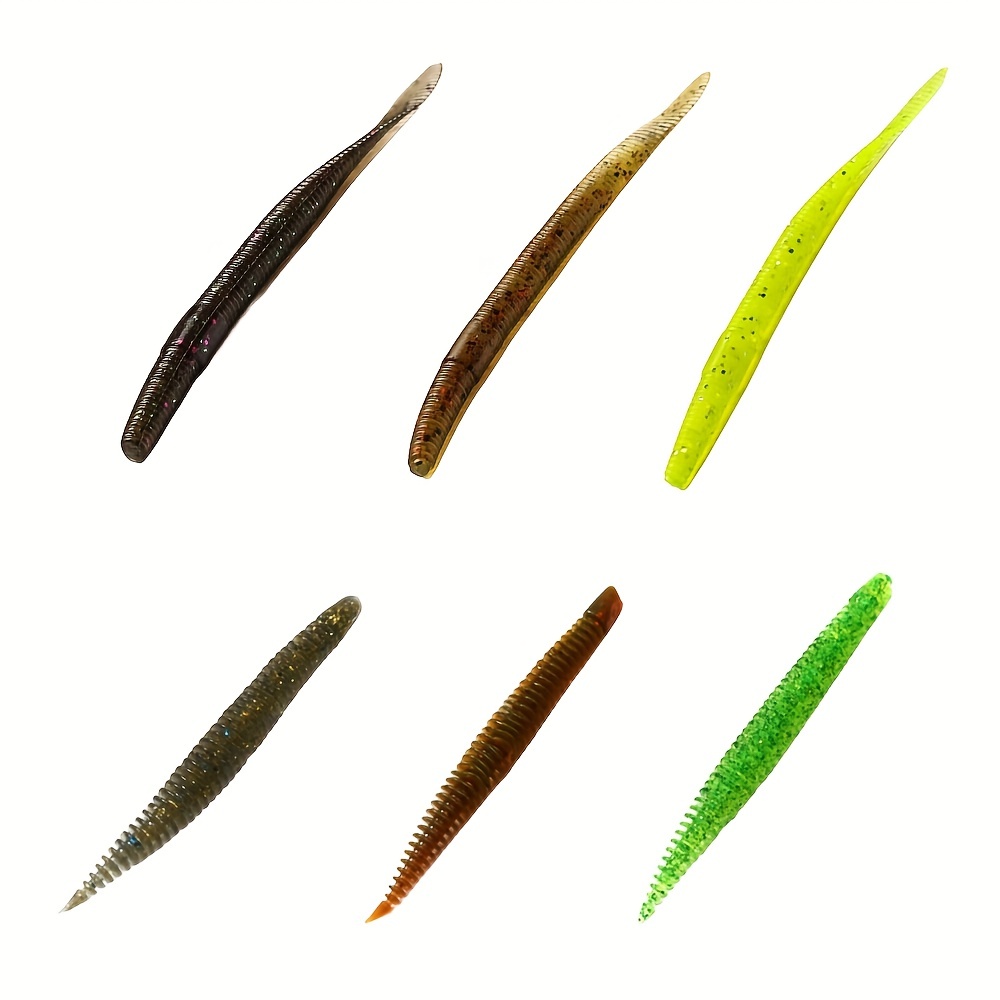 Mixed Color Soft Worm Fishing Lures Flat Tailed Worm Soft - Temu