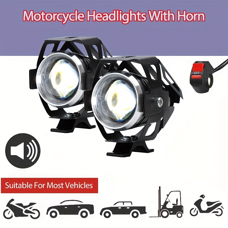 2pcs 12V 6 Led Moto Imperméable à l'eau Phare auxiliaire Moto Led Spotlight  Lampe Auxiliaire Phare Moto Equipements Accessoires