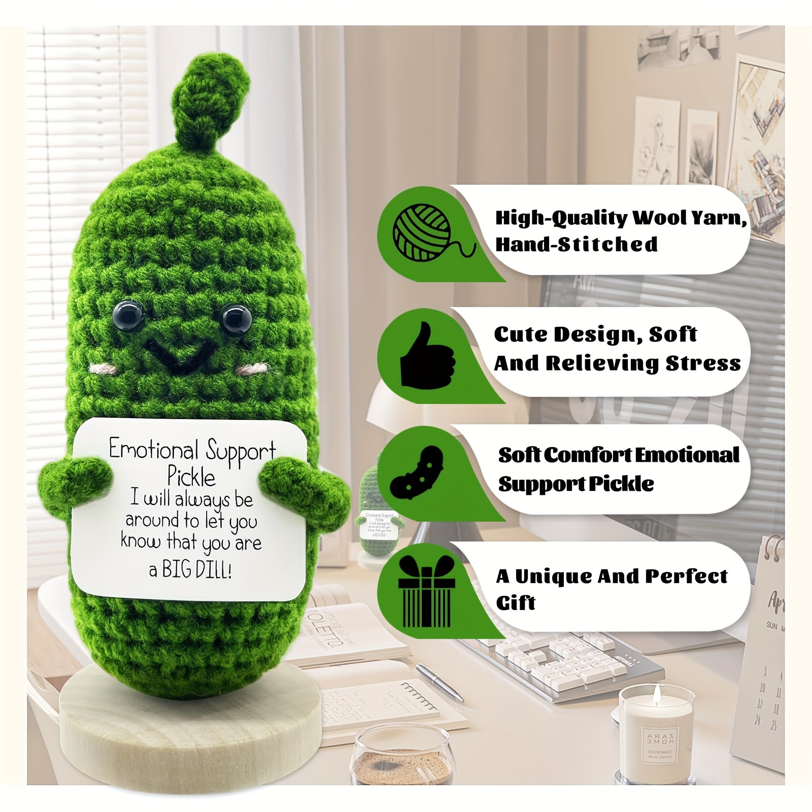 Handmade Emotional Support Pickled Cucumber Gift, Cute Handmade