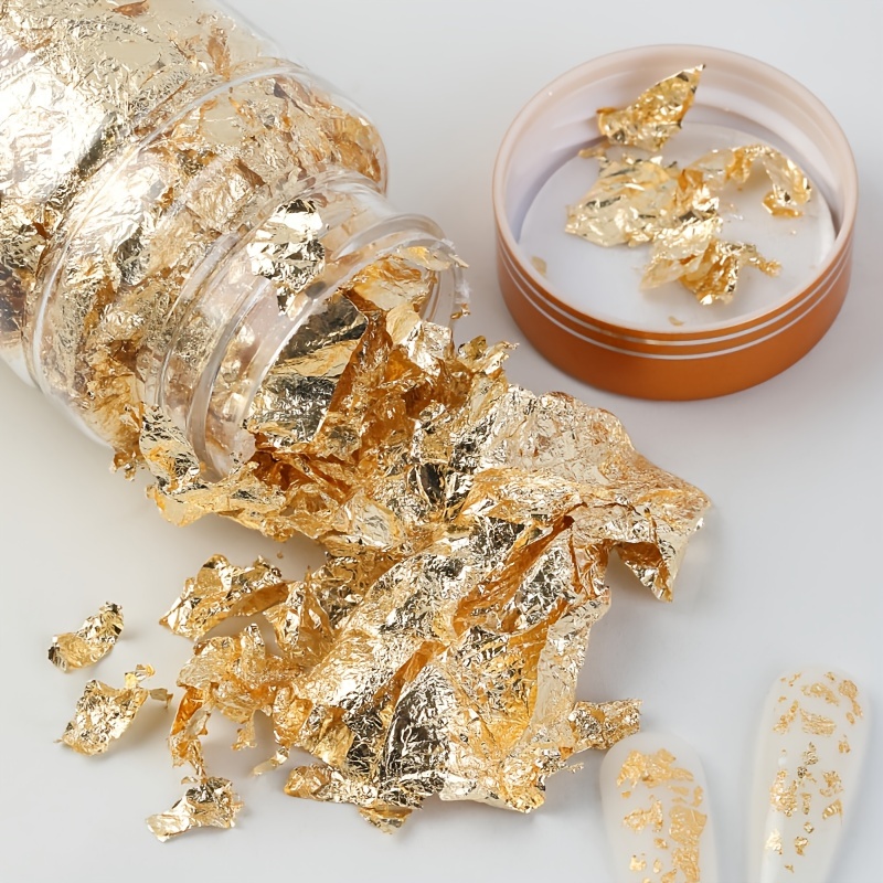 30G Metallic Foil Flakes, LEOBRO Gold Flakes for Resin, Gold Foil for Nails,  Nai