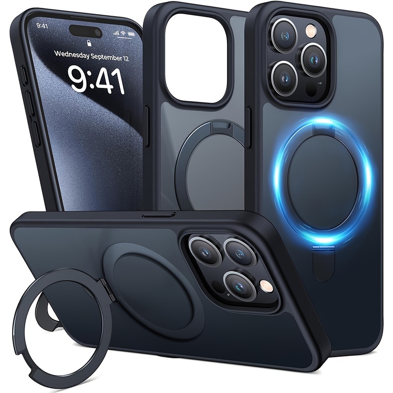 Magnetische Handyhülle Für IPhone 15 Pro 14 13 12 11 Pro Max Plus,  Plattierter Halter Mit Großer Fensterabdeckung - Temu Germany