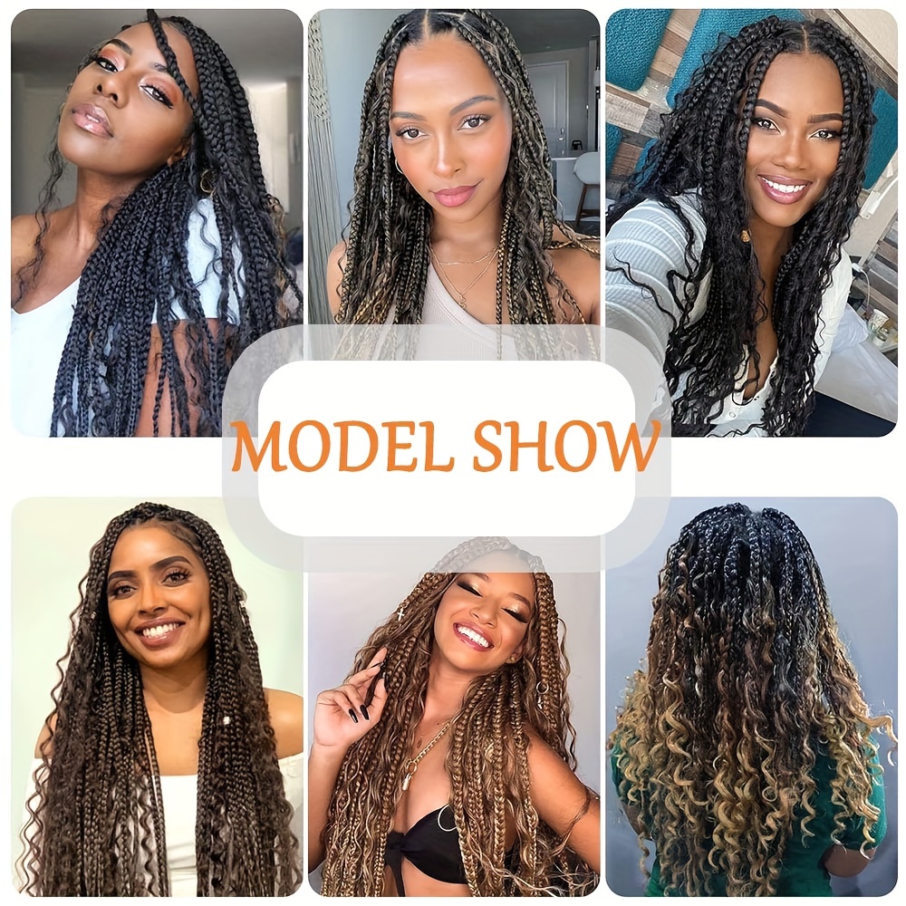 1- 6 Packs Ombre Box Braids Crochet Hair 14 18 inch Braids Hair With Curly  Ends