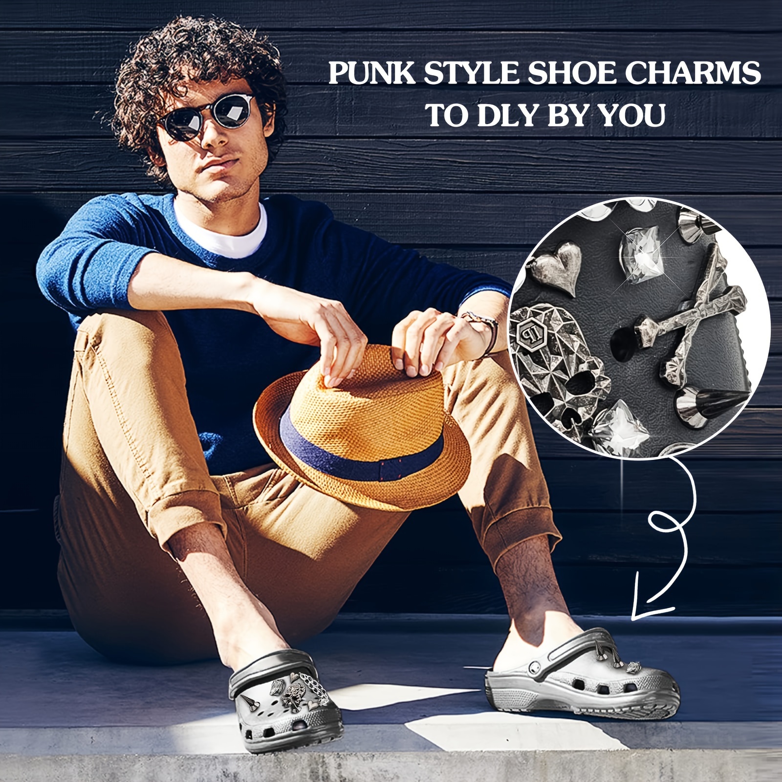 4 pièces Punk Chains pour Crocs Décoration de chaussures Bricolage Chaîne  de chaussures Charms Chaîne en métal