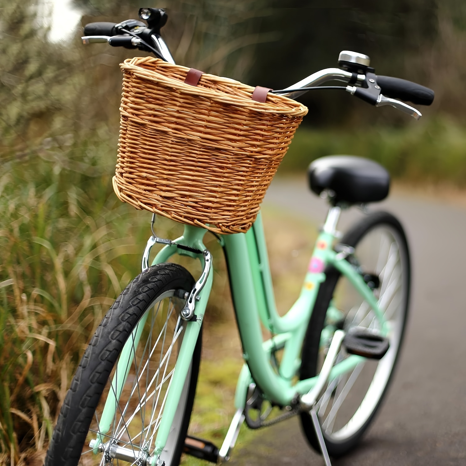 LYEAA Cesta Delantera de plástico de ratán para Bicicleta, Almacenamiento  de Cesta de Carga para Manillar Delantero, Bicicleta de Mimbre PE Ajustable  Tejida a Mano para niños Adultos Manillar Bolsa : 