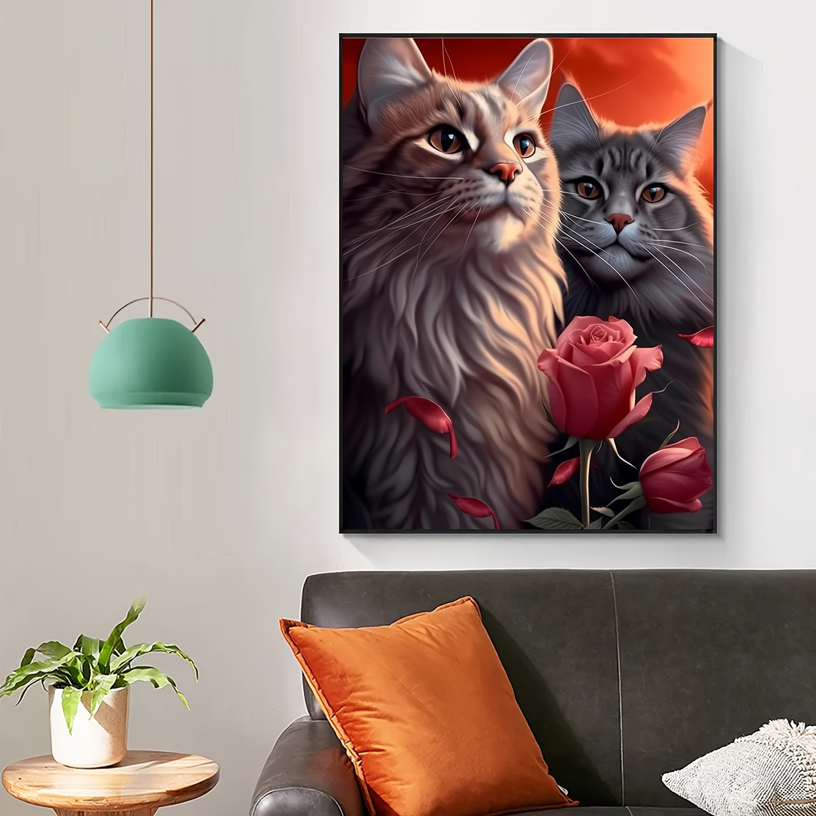 5D DIY Diamond Painting For Adults And Beginners Frameless Cat Diamond  Painting For Living Room Bedroom Decoration 20*20cm/7.87inx7.87in