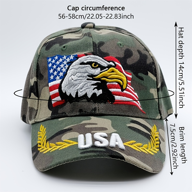 USA Eagle Embroidered Baseball Baseball Hat, Dad Hats Tactical Camouflage Sunshade Dad Hat Adjustable unisex Sun Hats,Temu