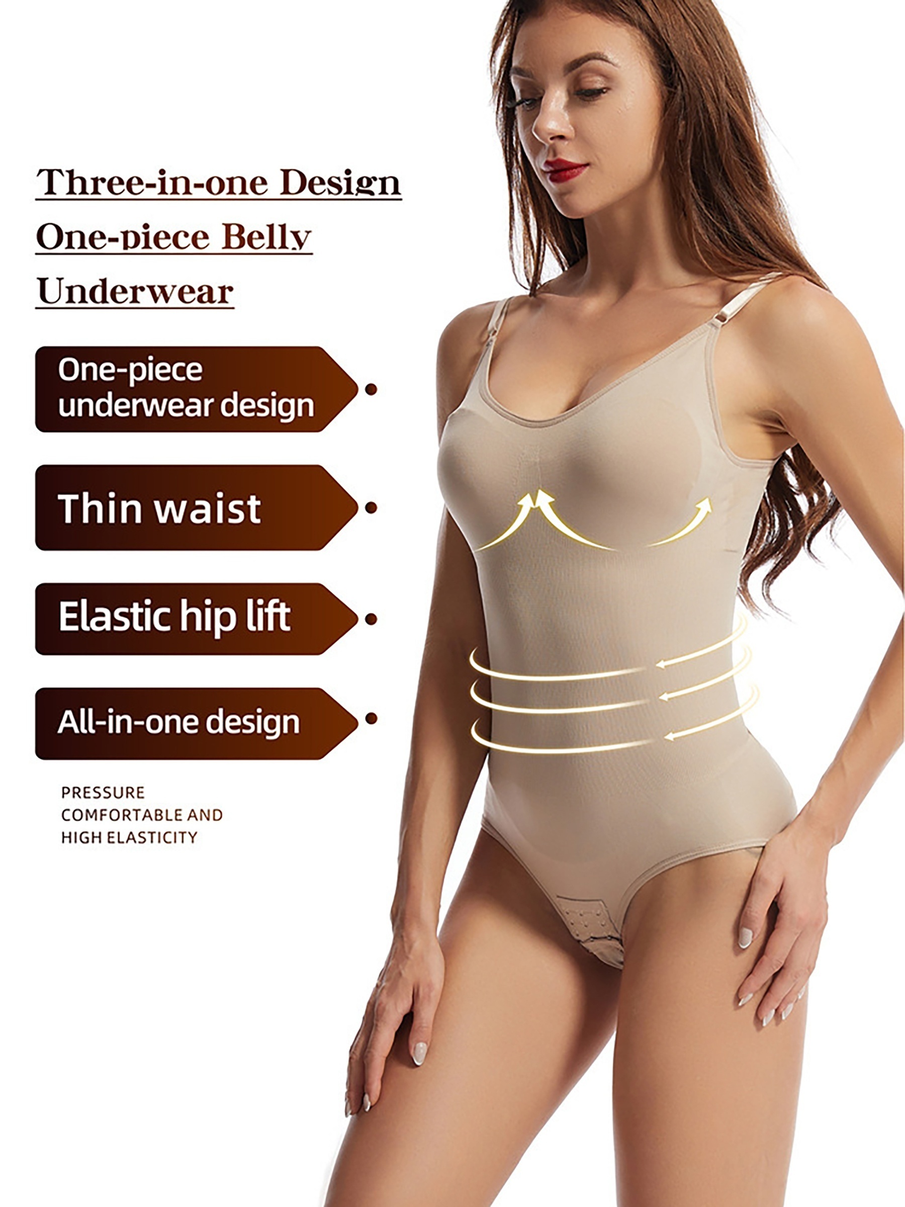 Shapewear for Women Firm Triple Tummy Control Hip Lifting Pads
