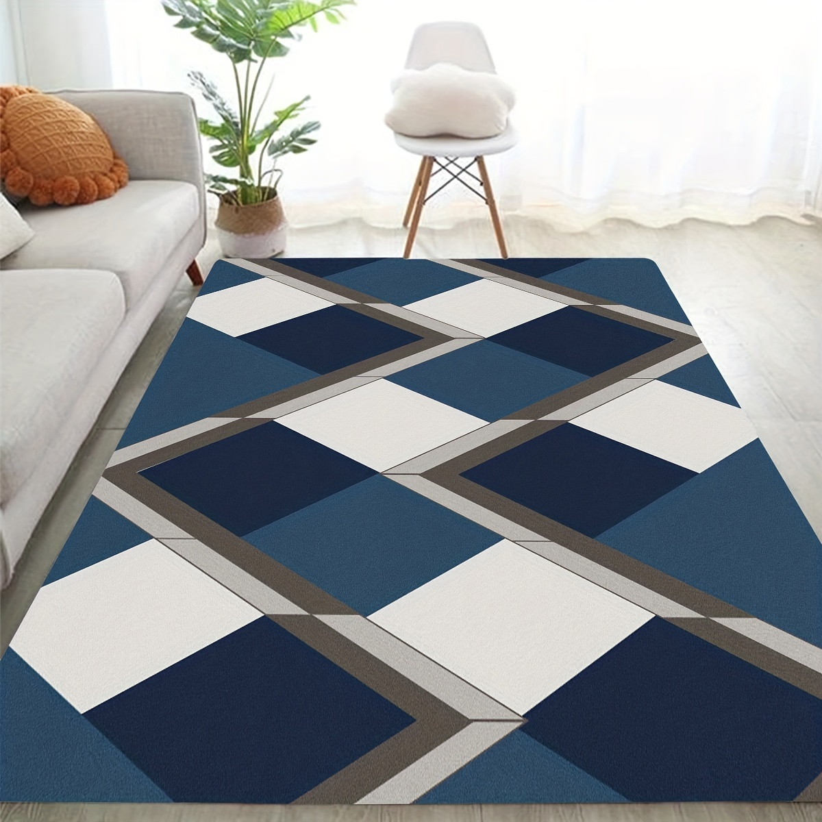 Geometric Door Mat Non-slip Floor Mats Indoor Outdoor Modern Entrance  Carpet Home Decor Blue/brown - Temu