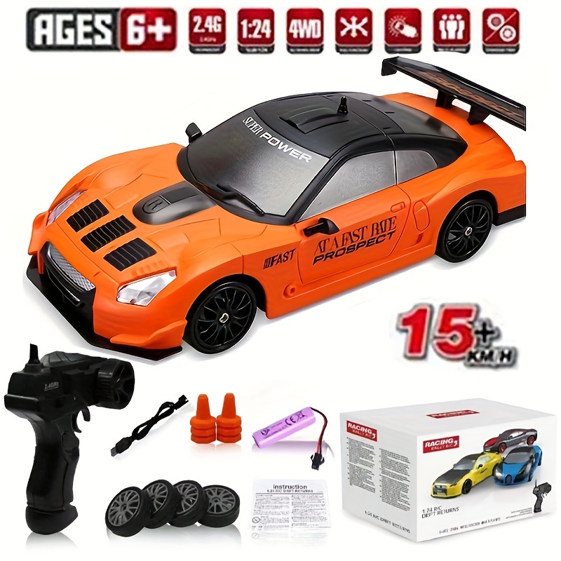 Super GT RC Sport Racing Drift Car 1:16 Remote Control Module 4WD RTR Car  with 6 Battery and Drift tires : : Toys & Games