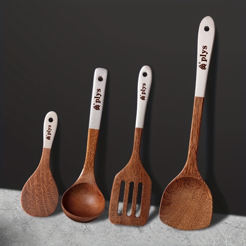 Household Kitchen Utensils Chicken Wing Wooden Pot Shovel Non-stick Pot  Special Stir-fry Shovel Fried Rice Spoon Set - Temu