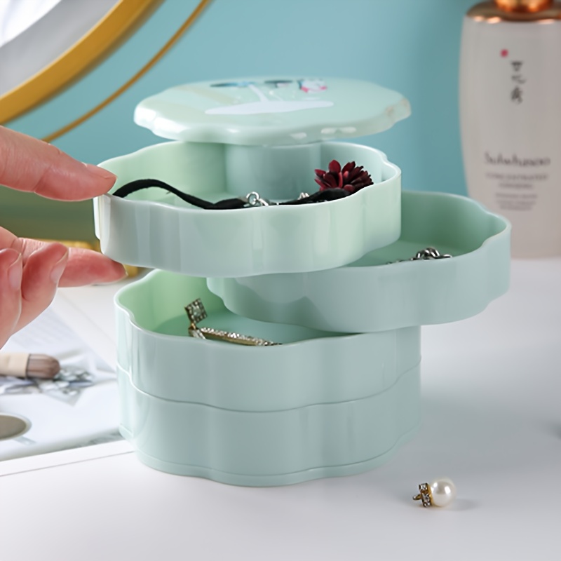 1pc Plastic Jewelry Storage Organizer With 4/5-Layer Rotating Drawer,  Jewelry Display Box For Women, Decorative Jewelry Tray With Lid For Rings,  Earri
